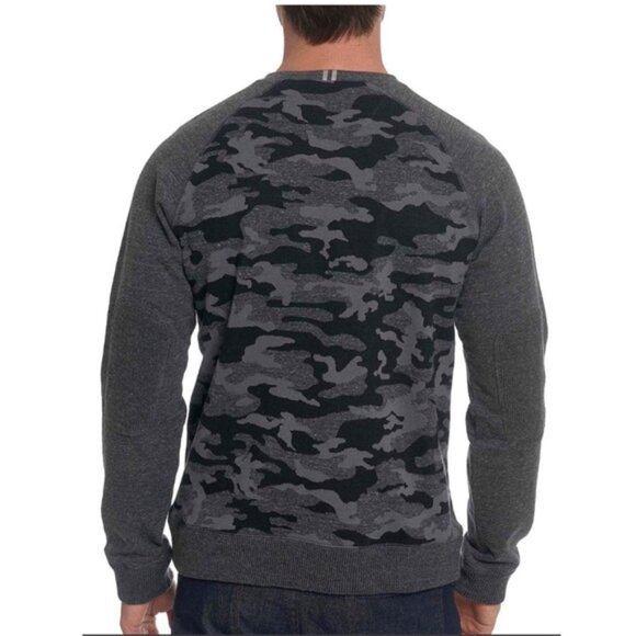 Robert Graham Mooers Camo Pullover Sweatshirt L Mens Crew Neck Cotton Gray Black - Picture 2 of 12